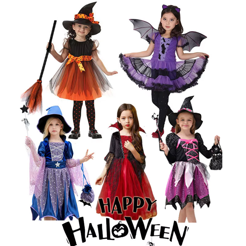Cosplay Bat Prop - ハロウィンコスチューム女の子用ドレススカーレットウィッチヴァンパイア悪魔ゴーストバットカーニバルパーティードレスアップ子供コスプレ服