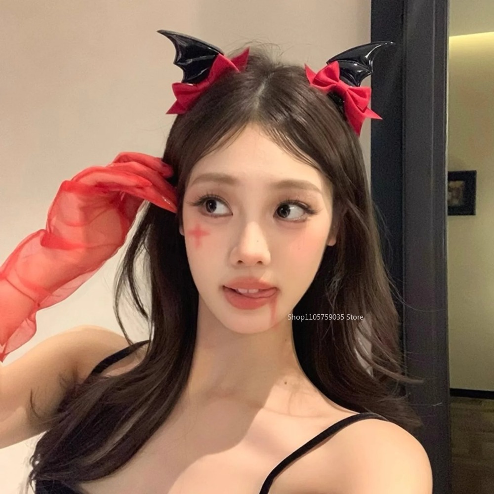 ハロウィン デビルホーン リボン ヘアクリップ 女性用 ヘッ - Cosplay Bat Prop のレビューと価格