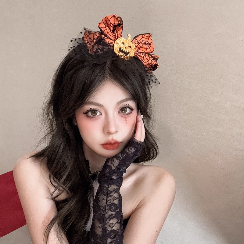1pc ハロウィンカボチャ弓ヘッドバンドオレンジ蜘蛛の巣バッ - Cosplay Bat Prop のレビューと価格
